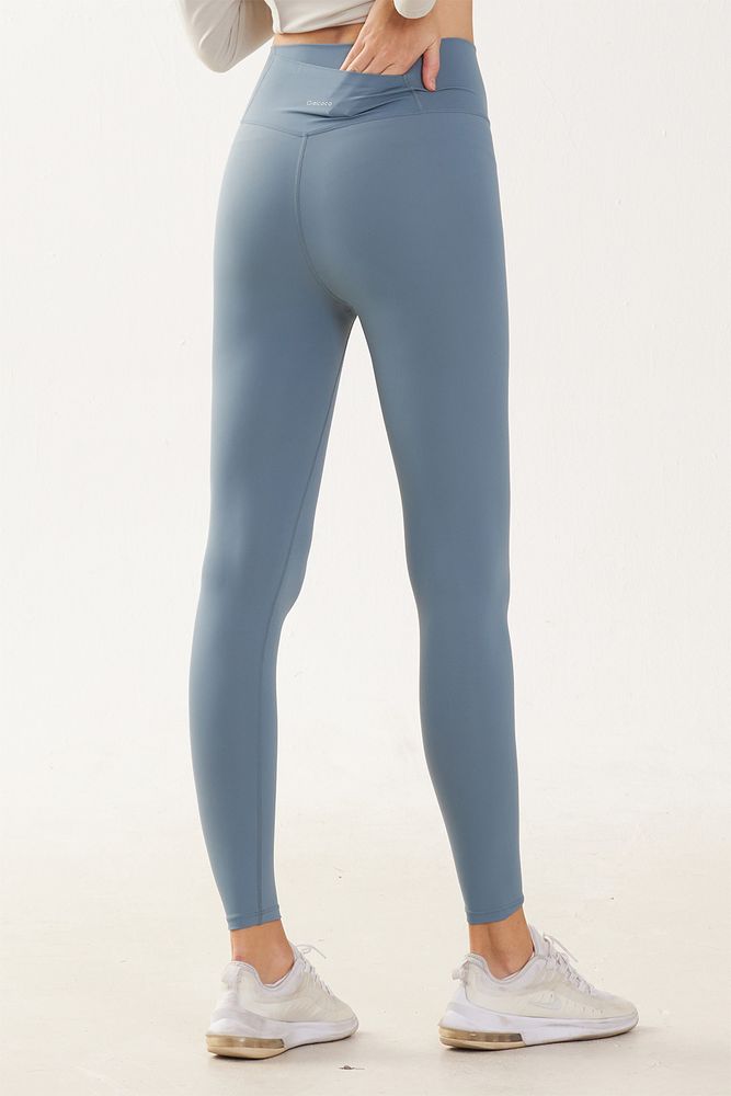 Cielcoco CLWP9147 Legging Taille Haute avec Poche Arrière _ BLEU ÉMERAUDE _EMERALD BLUE _ Fabriqué en Corée du Sud